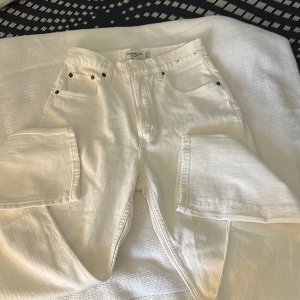 Abercrombie & Fitch White Straight Leg Jeans